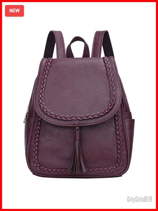 Handbags - Vintage Faux Leather Daypack Backpack Purse with Tassel